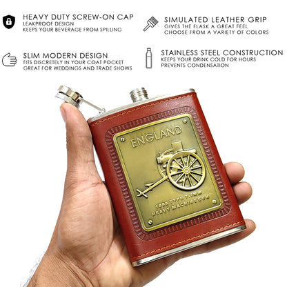 England Premium Pocket Stainless Steel Hip Flask – Gift for Men | First Dot