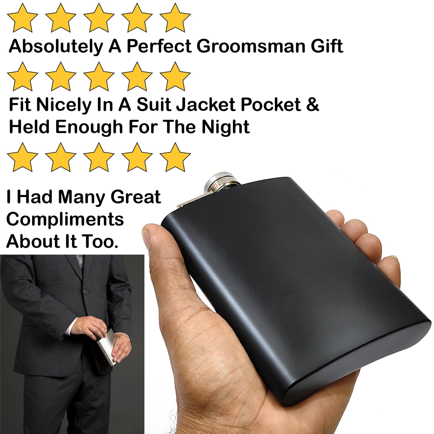 Premium Black Pocket Stainless Steel Hip Flask – Gift for Men | First Dot