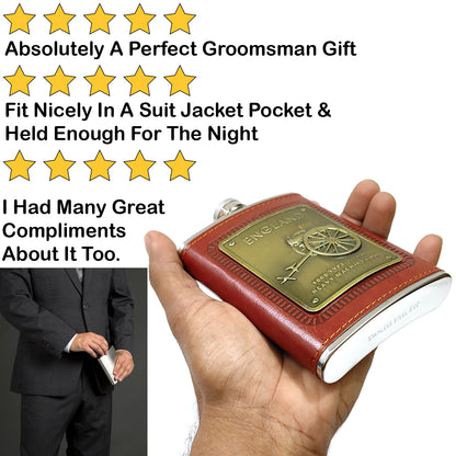 England Premium Pocket Stainless Steel Hip Flask – Gift for Men | First Dot