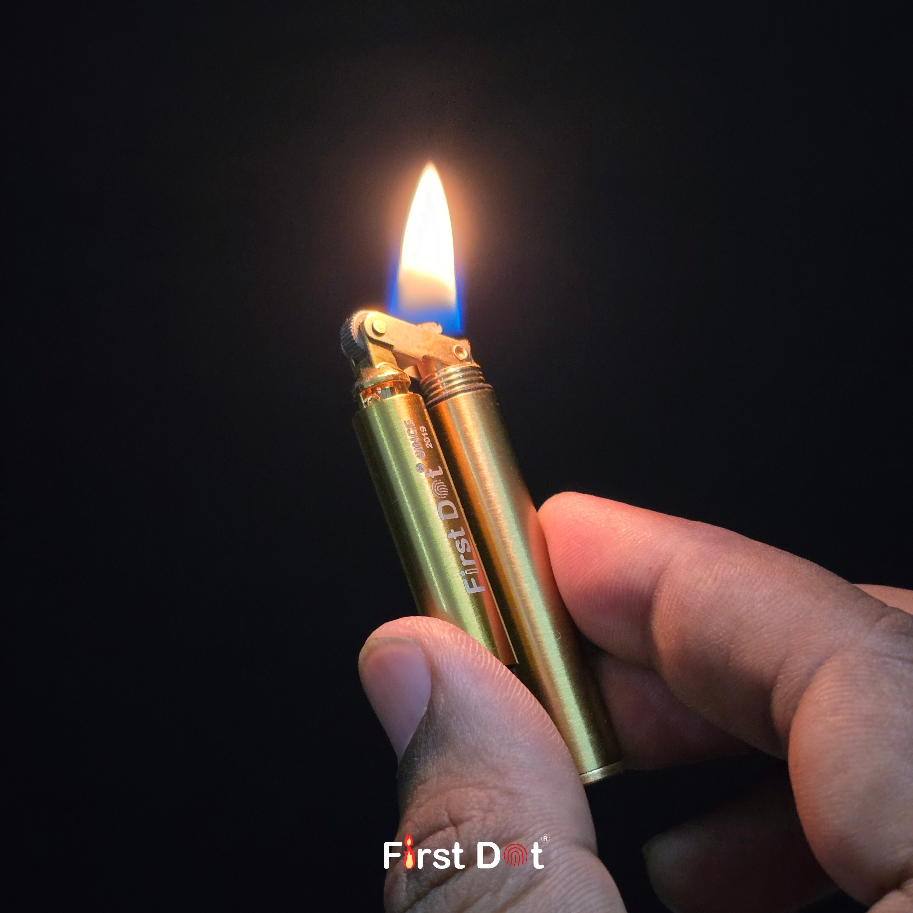 First Dot 360° Nunchaku Brass Trench Fuel Lighter