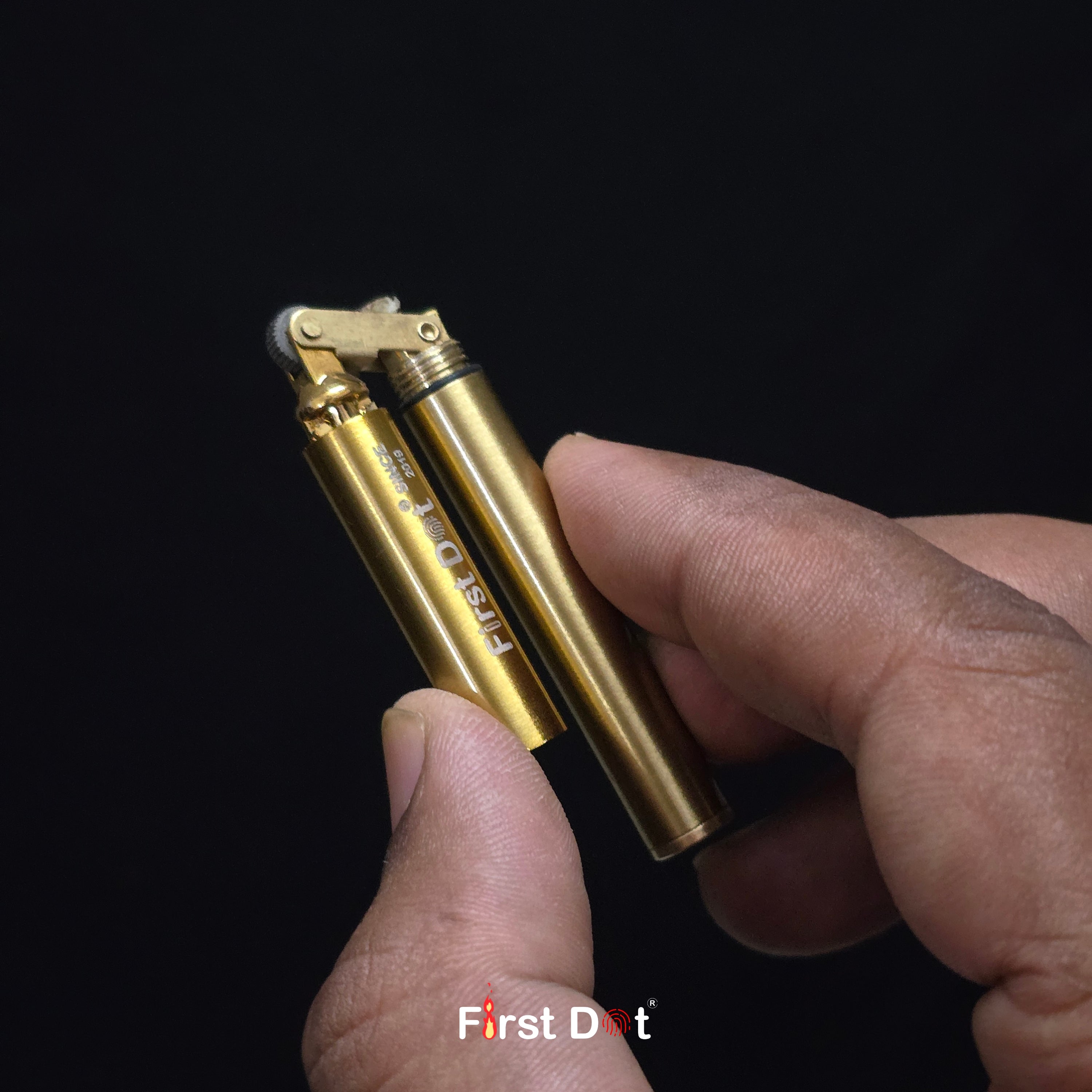 First Dot 360° Nunchaku Brass Trench Fuel Lighter
