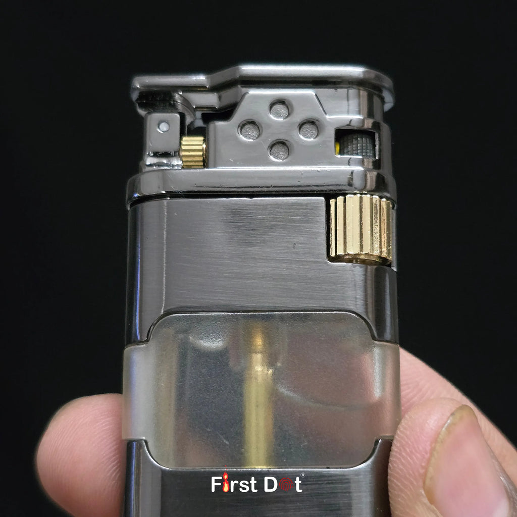 First Dot AeroFlint Blue Jet Flame Lighter with LED Fuel Window