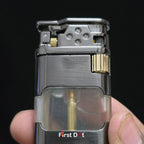 First Dot AeroFlint Blue Jet Flame Lighter with LED Fuel Window