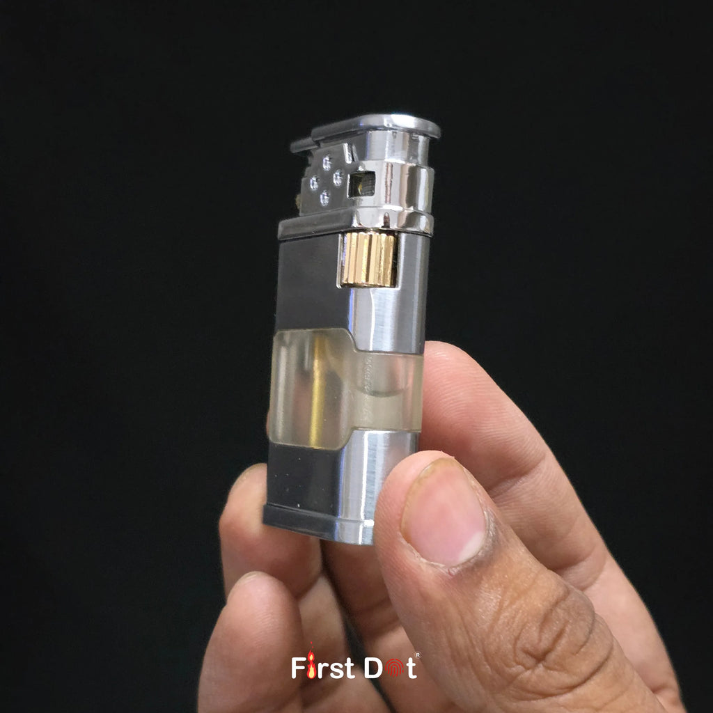 First Dot AeroFlint Blue Jet Flame Lighter with LED Fuel Window