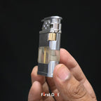First Dot AeroFlint Blue Jet Flame Lighter with LED Fuel Window