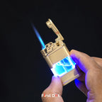 First Dot AeroFlint Blue Jet Flame Lighter with LED Fuel Window