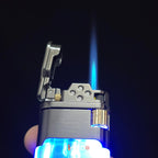 First Dot AeroFlint Blue Jet Flame Lighter with LED Fuel Window