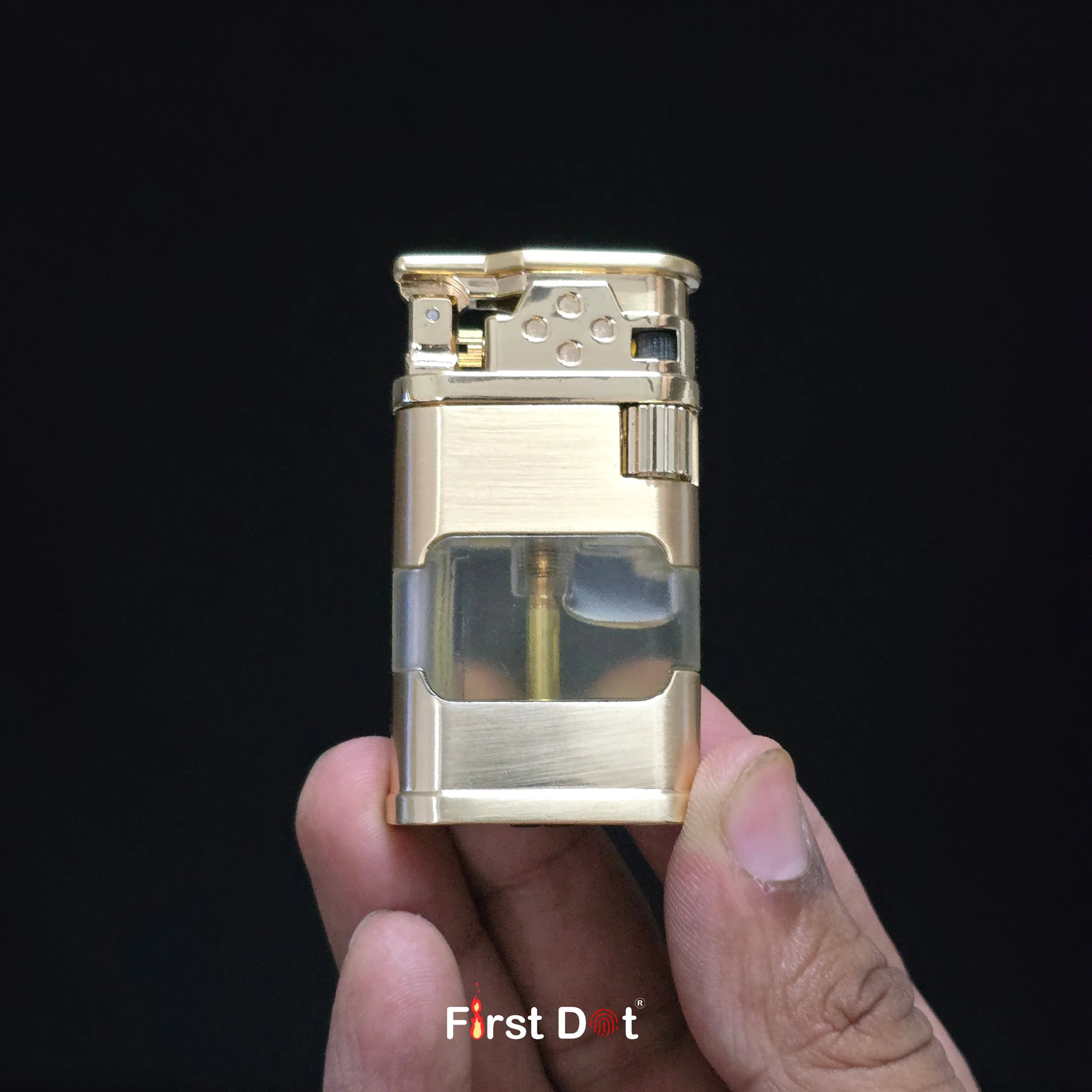 First Dot AeroFlint Blue Jet Flame Lighter with LED Fuel Window