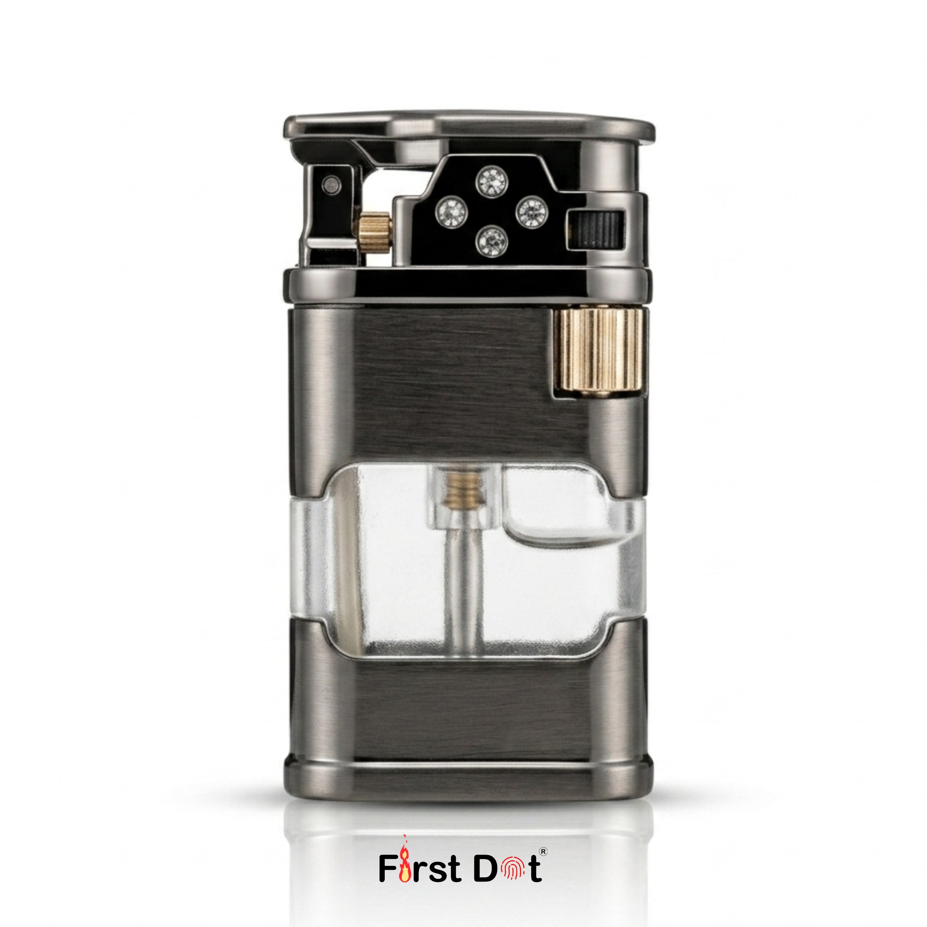 First Dot AeroFlint Blue Jet Flame Lighter with LED Fuel Window