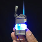 First Dot AeroFlint Blue Jet Flame Lighter with LED Fuel Window