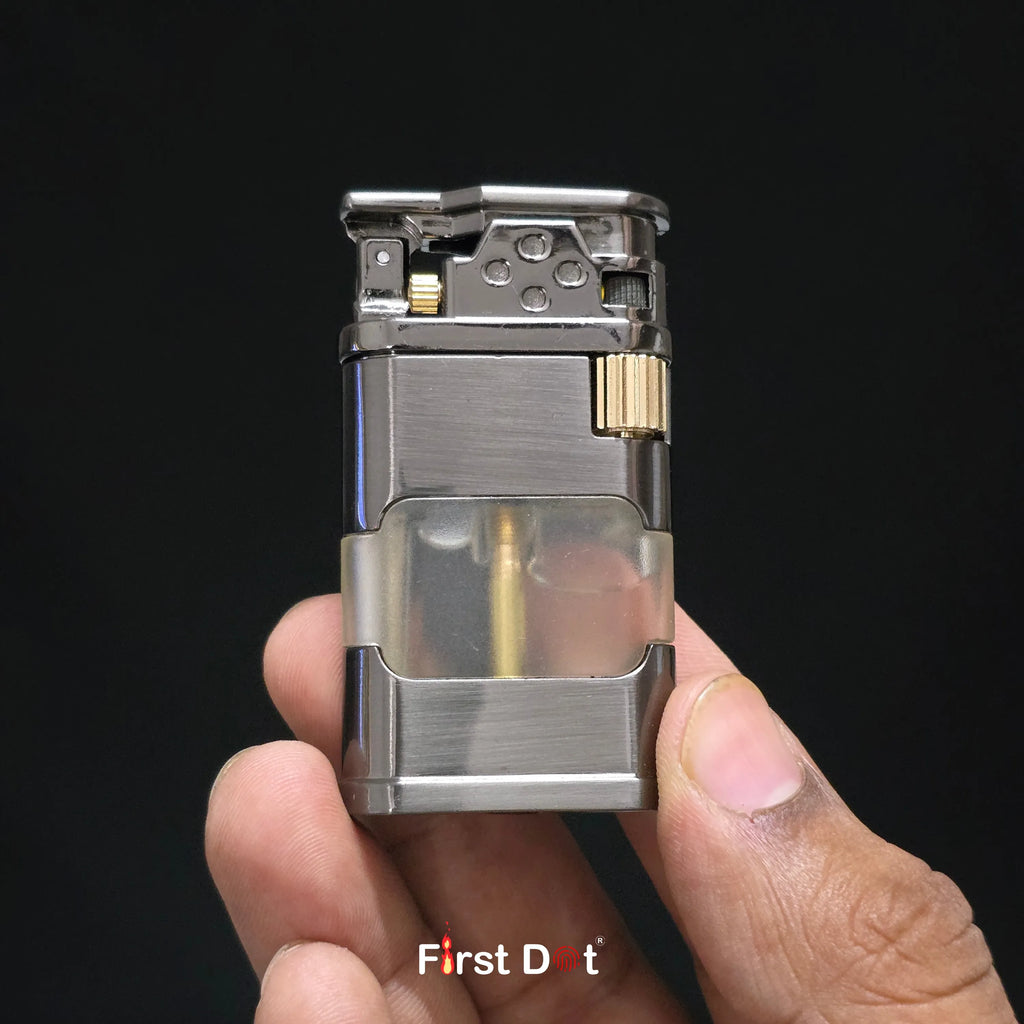 First Dot AeroFlint Blue Jet Flame Lighter with LED Fuel Window