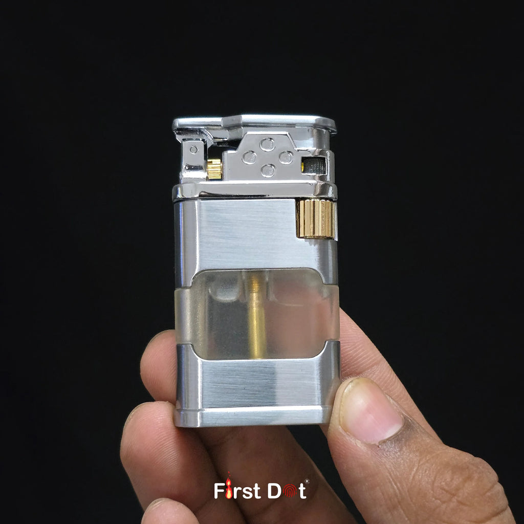 First Dot AeroFlint Blue Jet Flame Lighter with LED Fuel Window