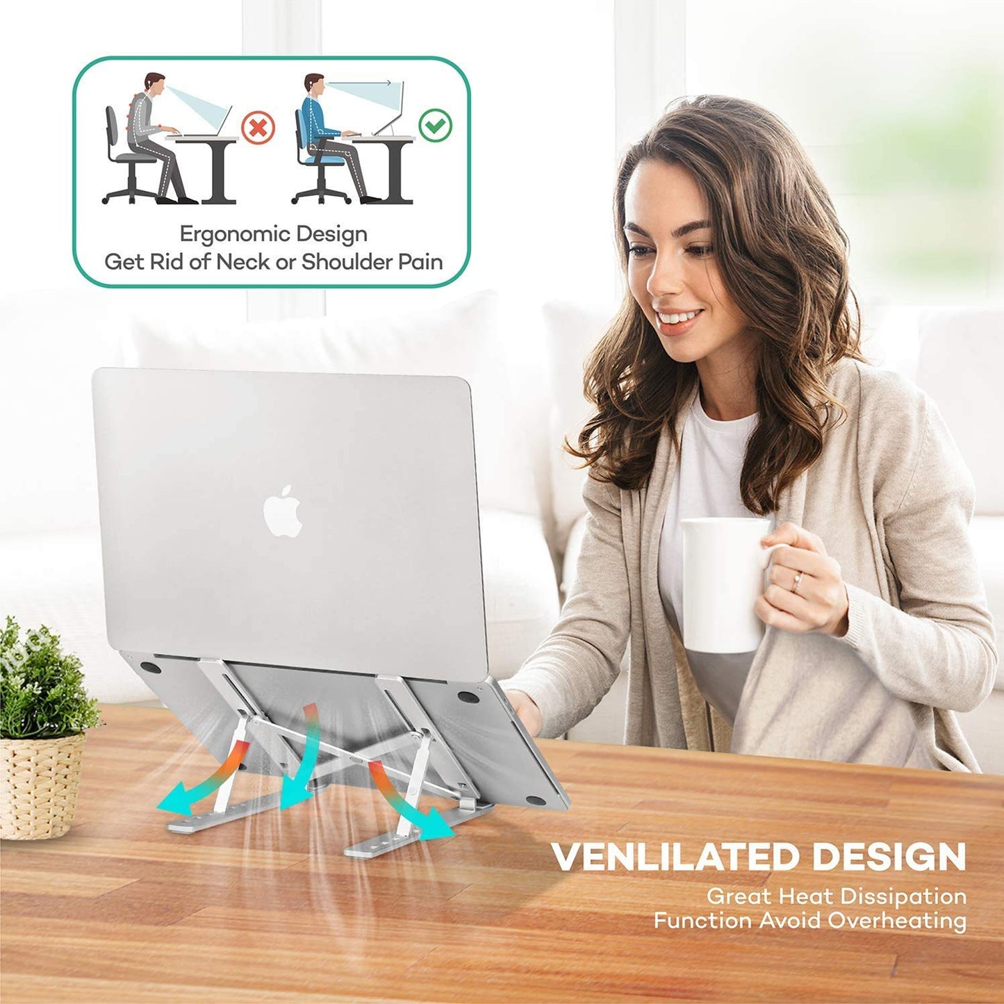 Ergonomic Aluminum Laptop Stand | Office Accessories | First Dot