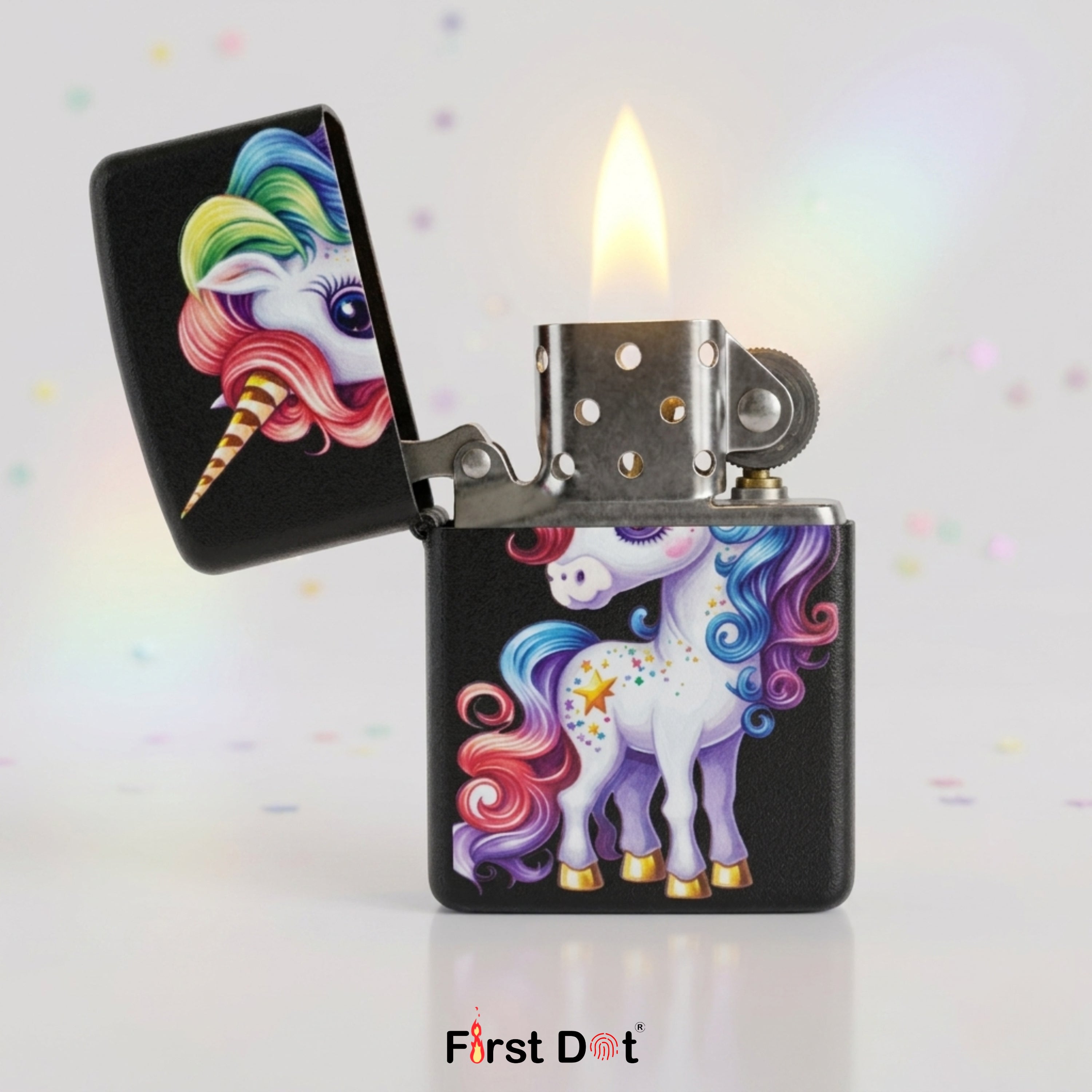 First Dot Anime Cute Rainbow Unicorn Windproof Cigarette Lighter