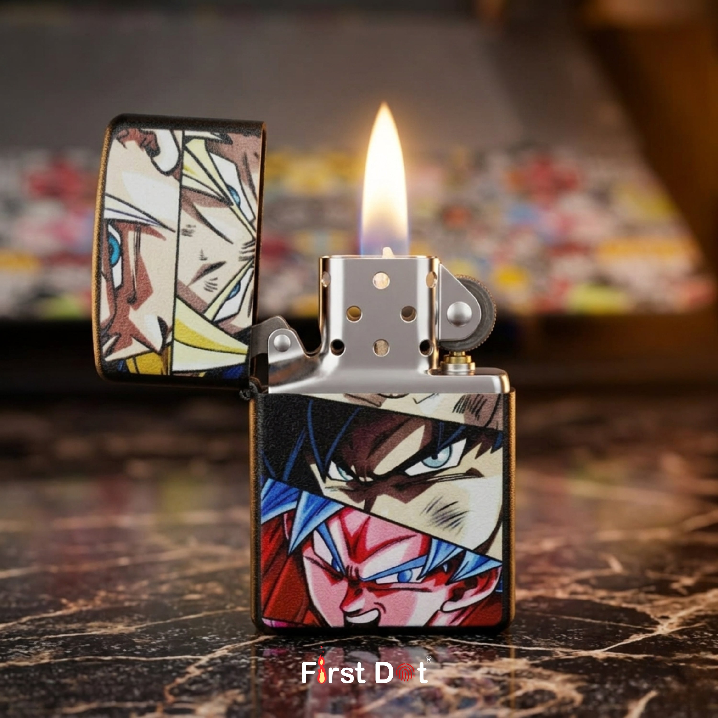First Dot Anime Eyes Windproof Cigarette Lighter