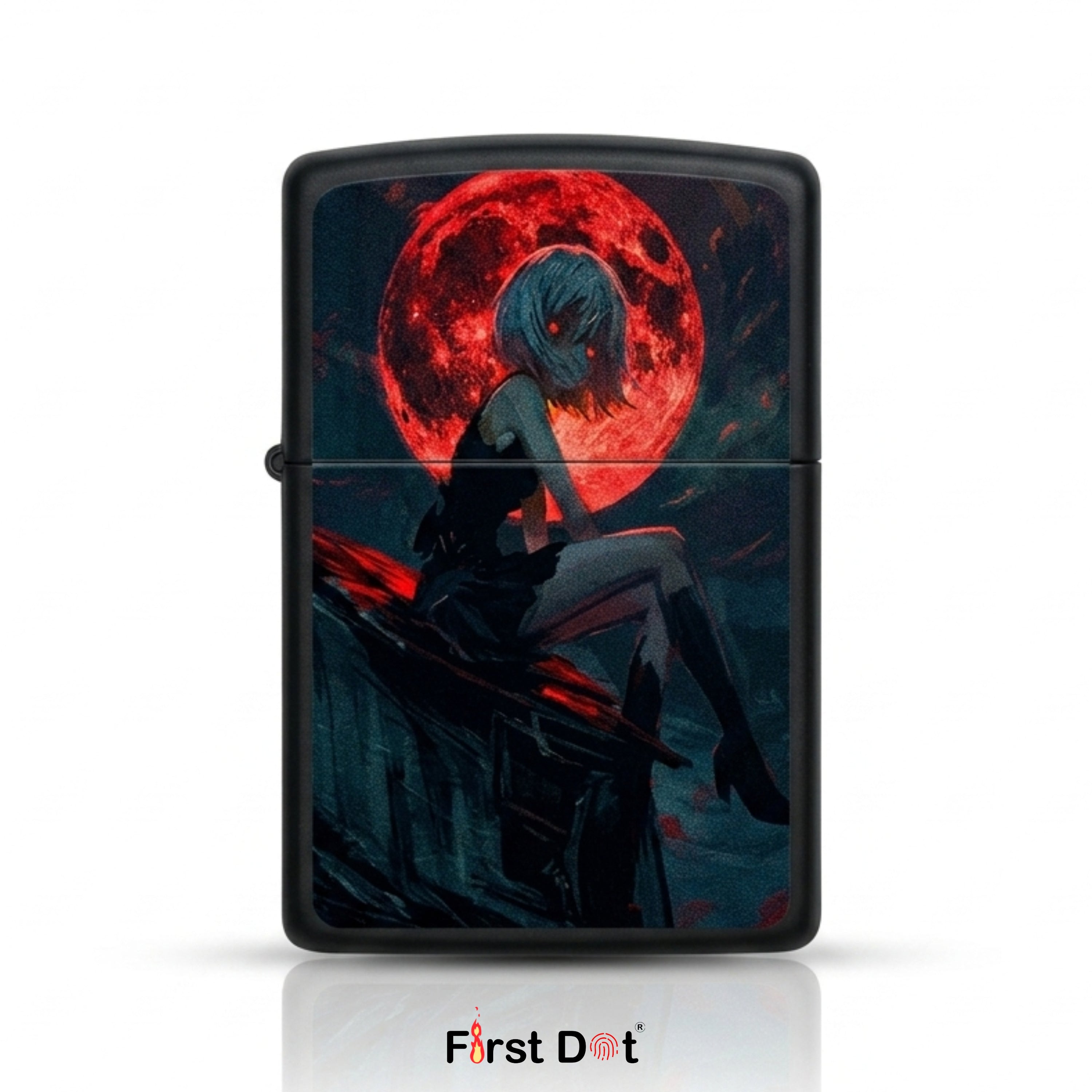 First Dot Anime Red Moon Windproof Cigarette Lighter