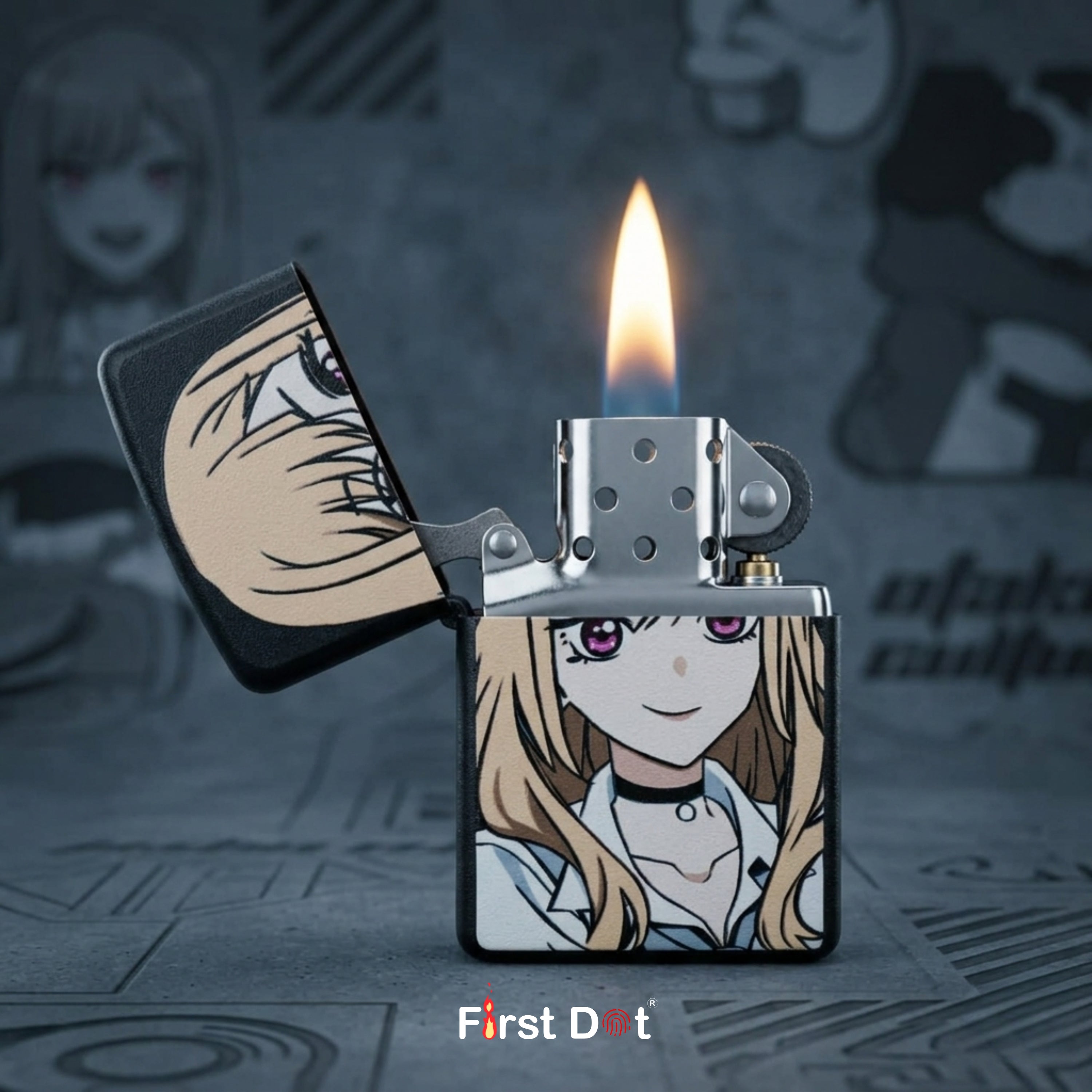 First Dot Anime Series Windproof Cigarette Lighter