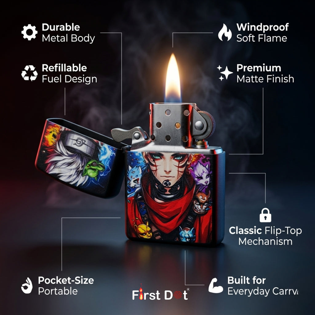 First Dot Graphic Anime Windproof Cigarette Lighter