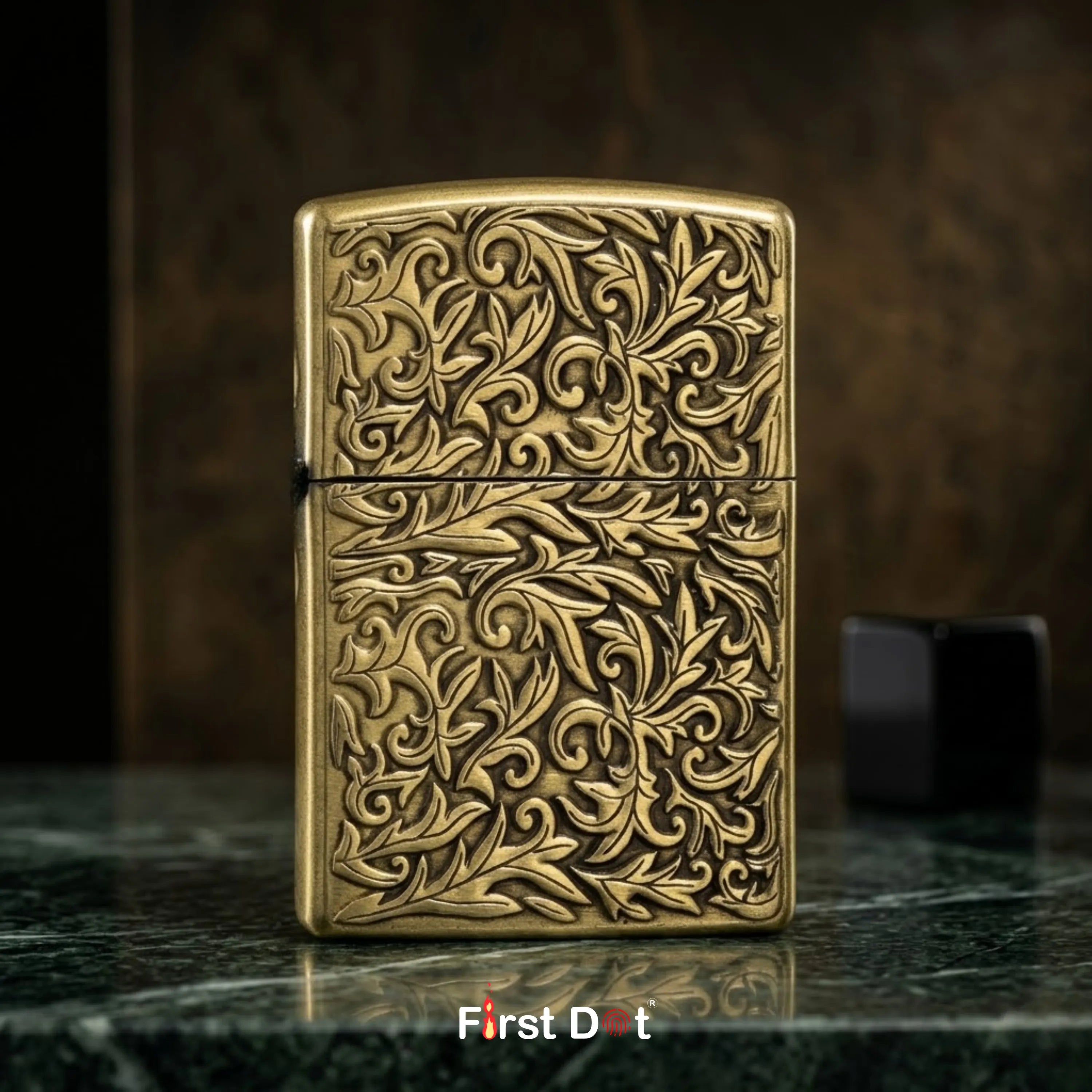 Arabesque Floral Engraved Cigarette Lighter