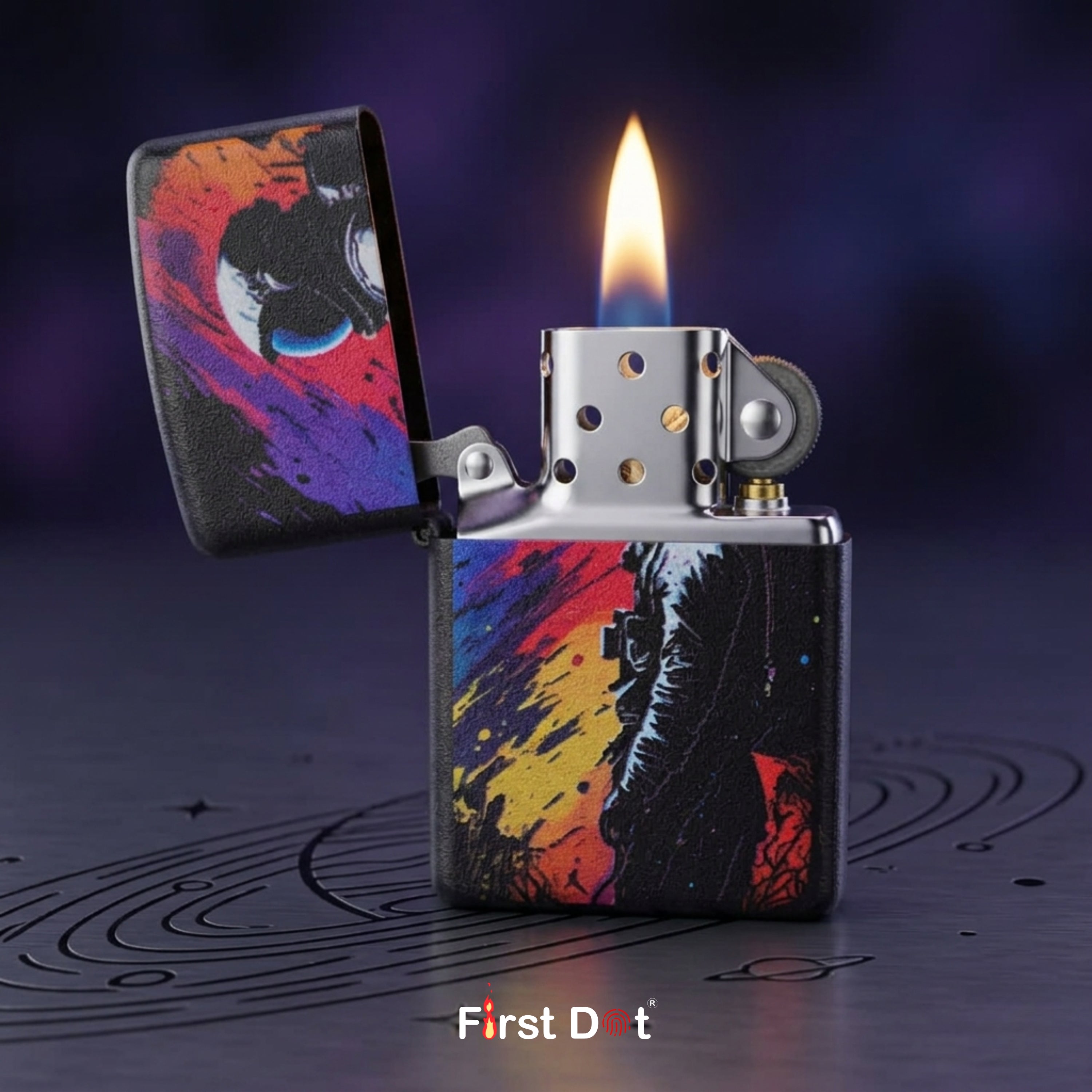 First Dot Astronaut Graphic Windproof Cigarette Lighter
