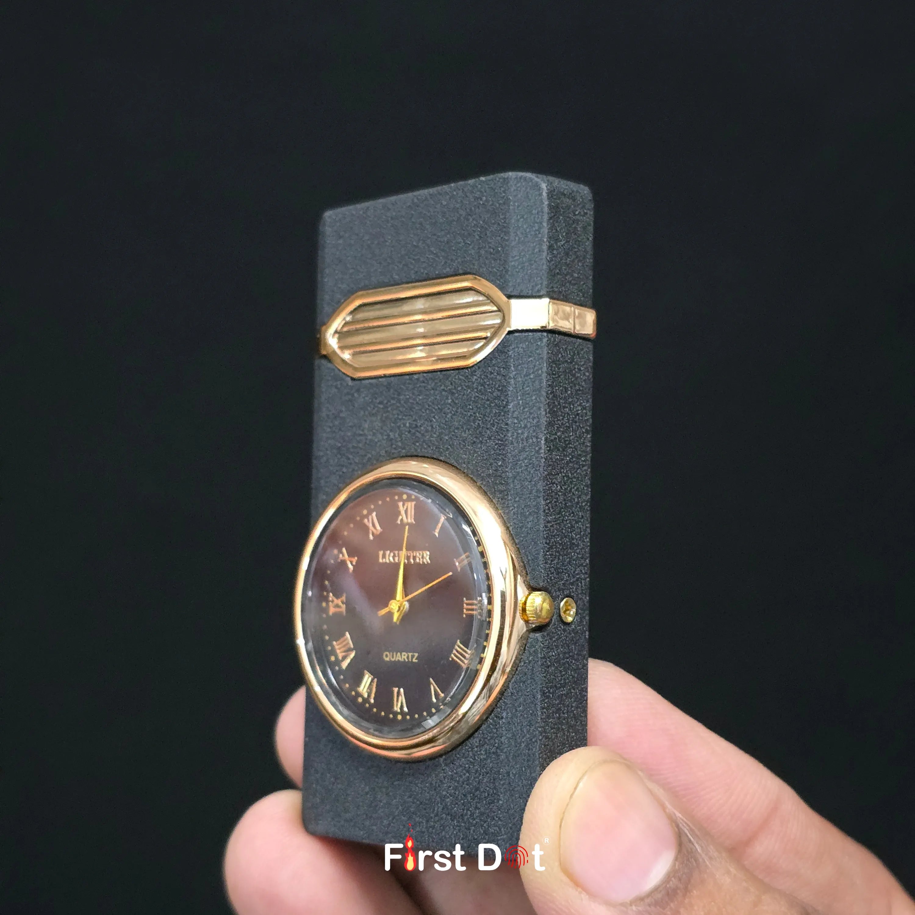 First Dot Aurum Jet Flame Lighter with Illuminated Watch Dial