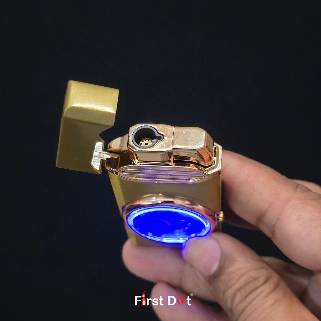 First Dot Aurum Jet Flame Lighter with Illuminated Watch Dial