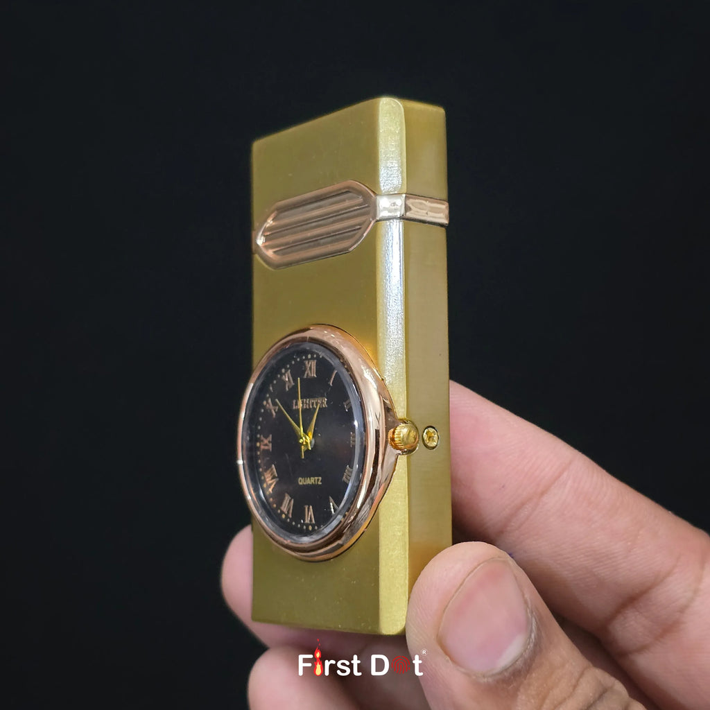First Dot Aurum Jet Flame Lighter with Illuminated Watch Dial
