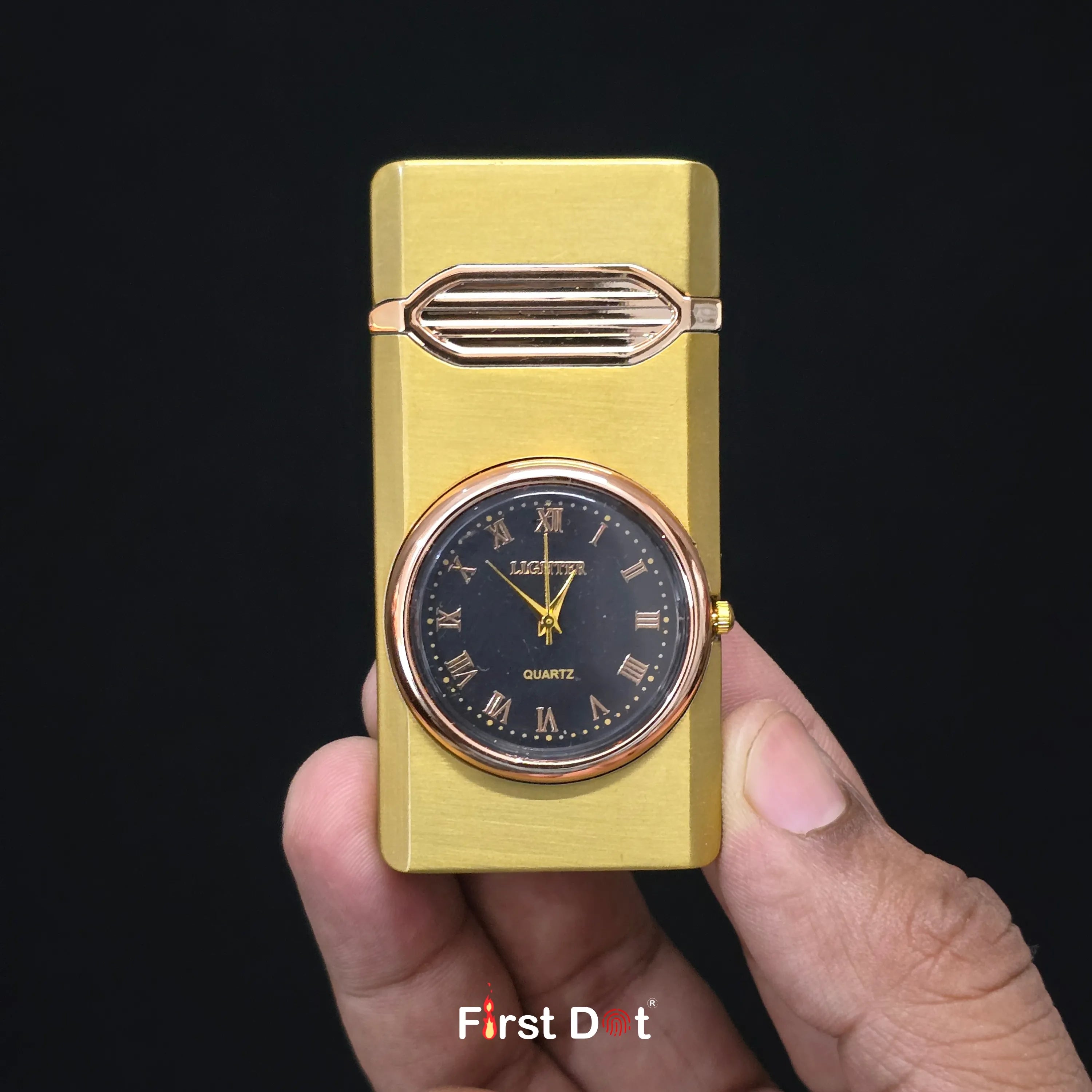 First Dot Aurum Jet Flame Lighter with Illuminated Watch Dial