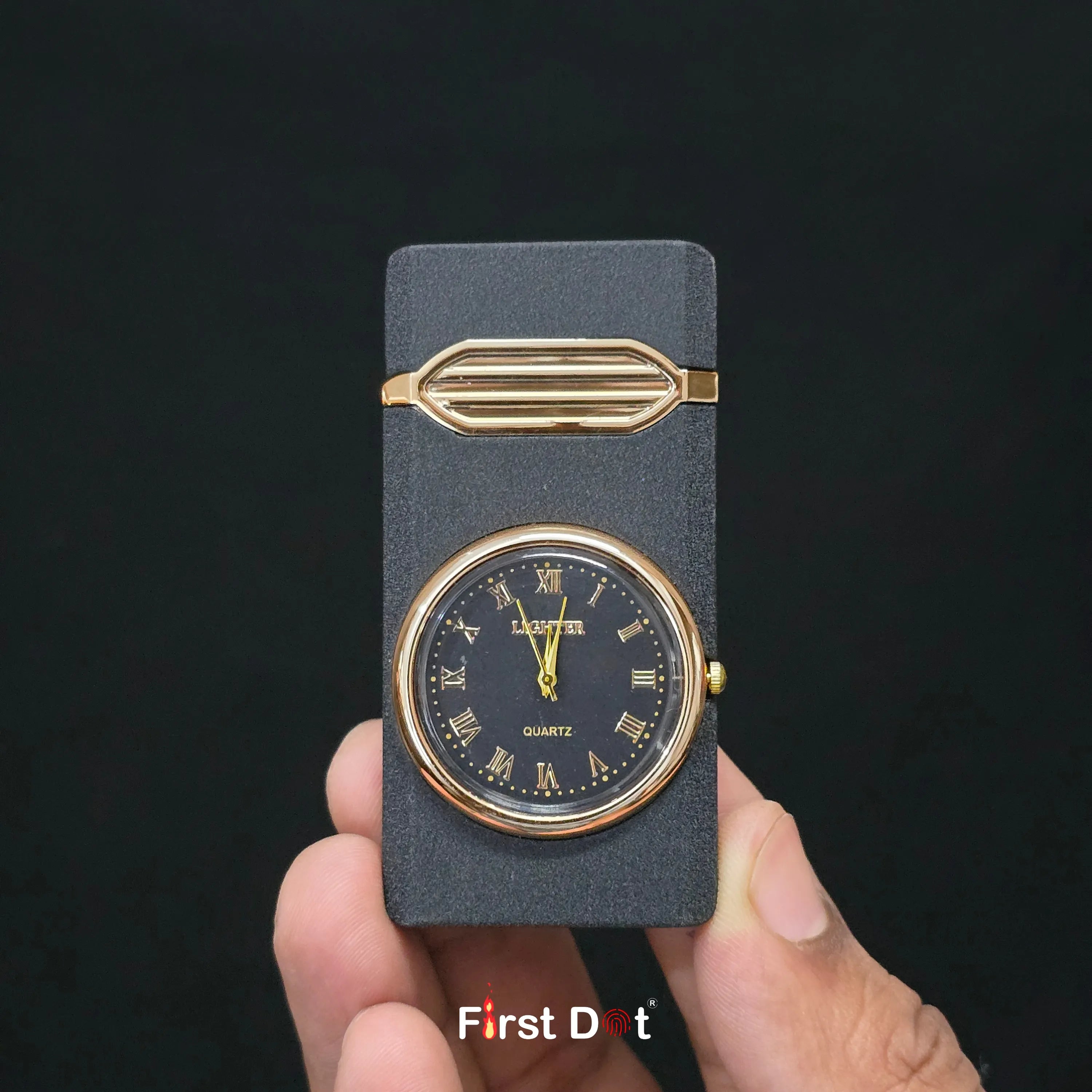 First Dot Aurum Jet Flame Lighter with Illuminated Watch Dial