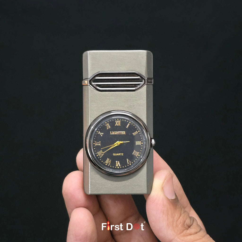 First Dot Aurum Jet Flame Lighter with Illuminated Watch Dial