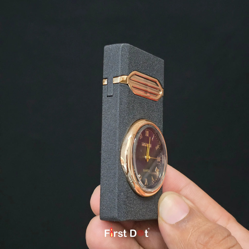 First Dot Aurum Jet Flame Lighter with Illuminated Watch Dial