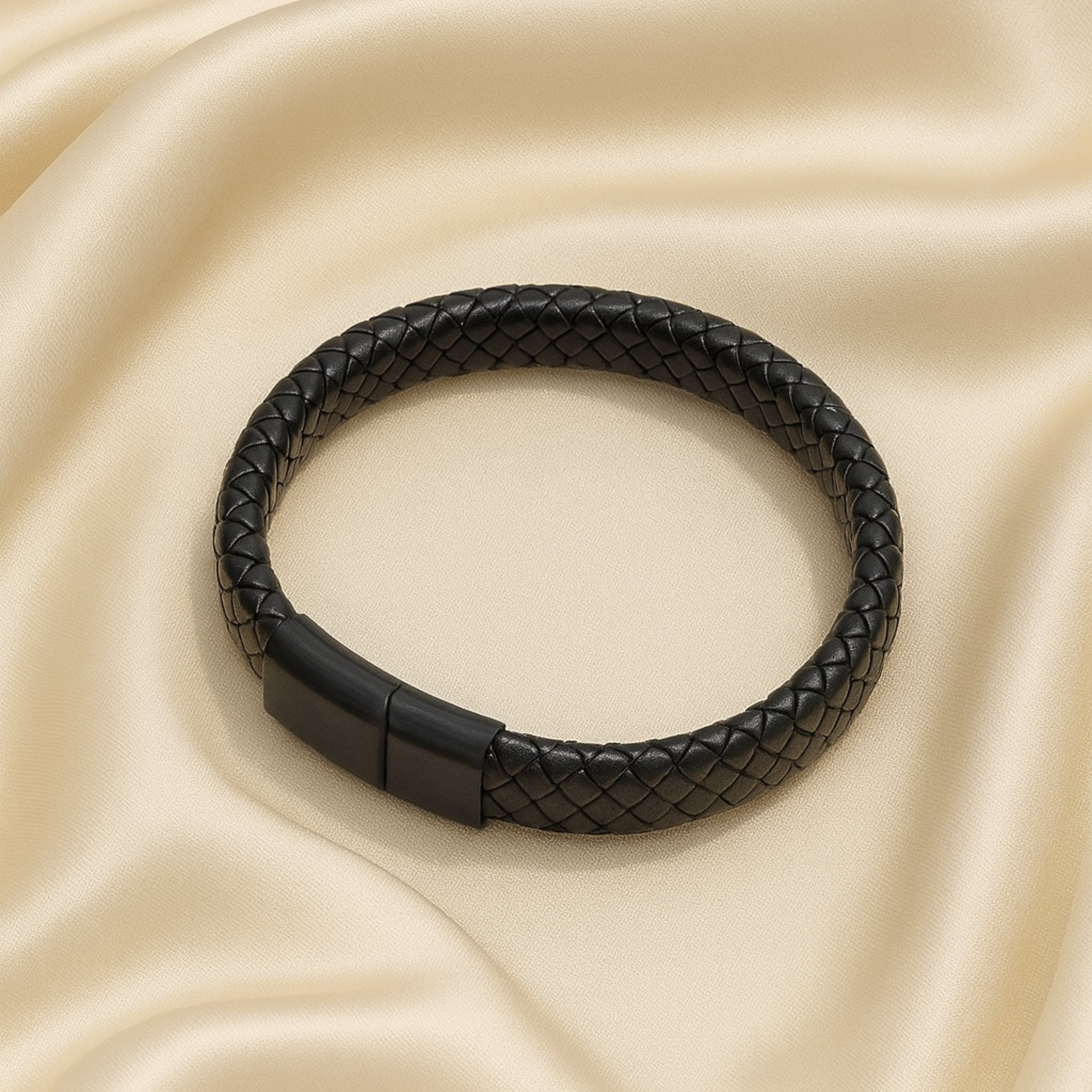 Black Braided Leather Bracelet