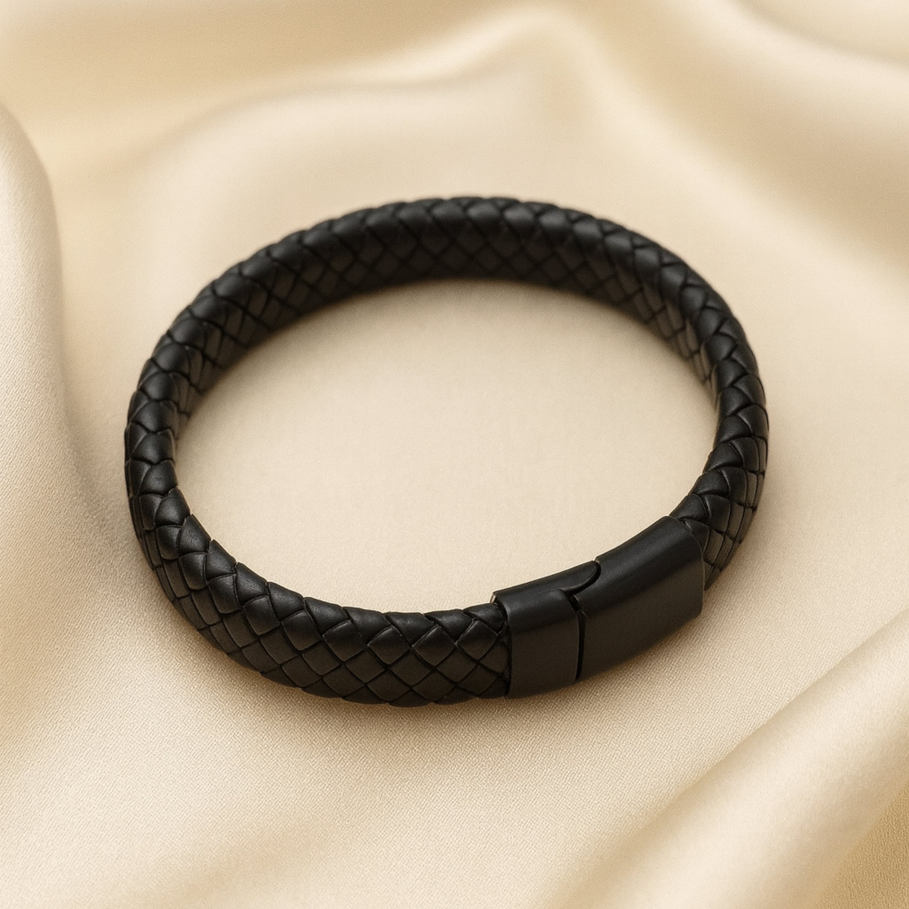 Black Braided Leather Bracelet