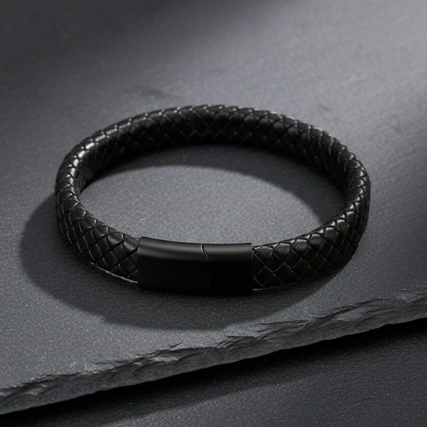 Black Braided Leather Bracelet
