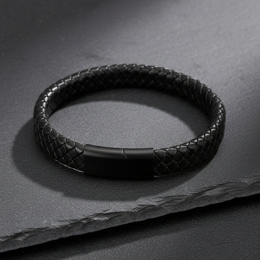 Black Braided Leather Bracelet