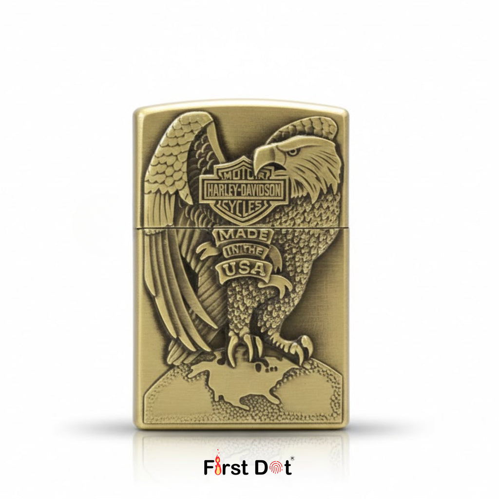 Eagle Engraved Gas Lighter | Wind-Resistant Metal Body