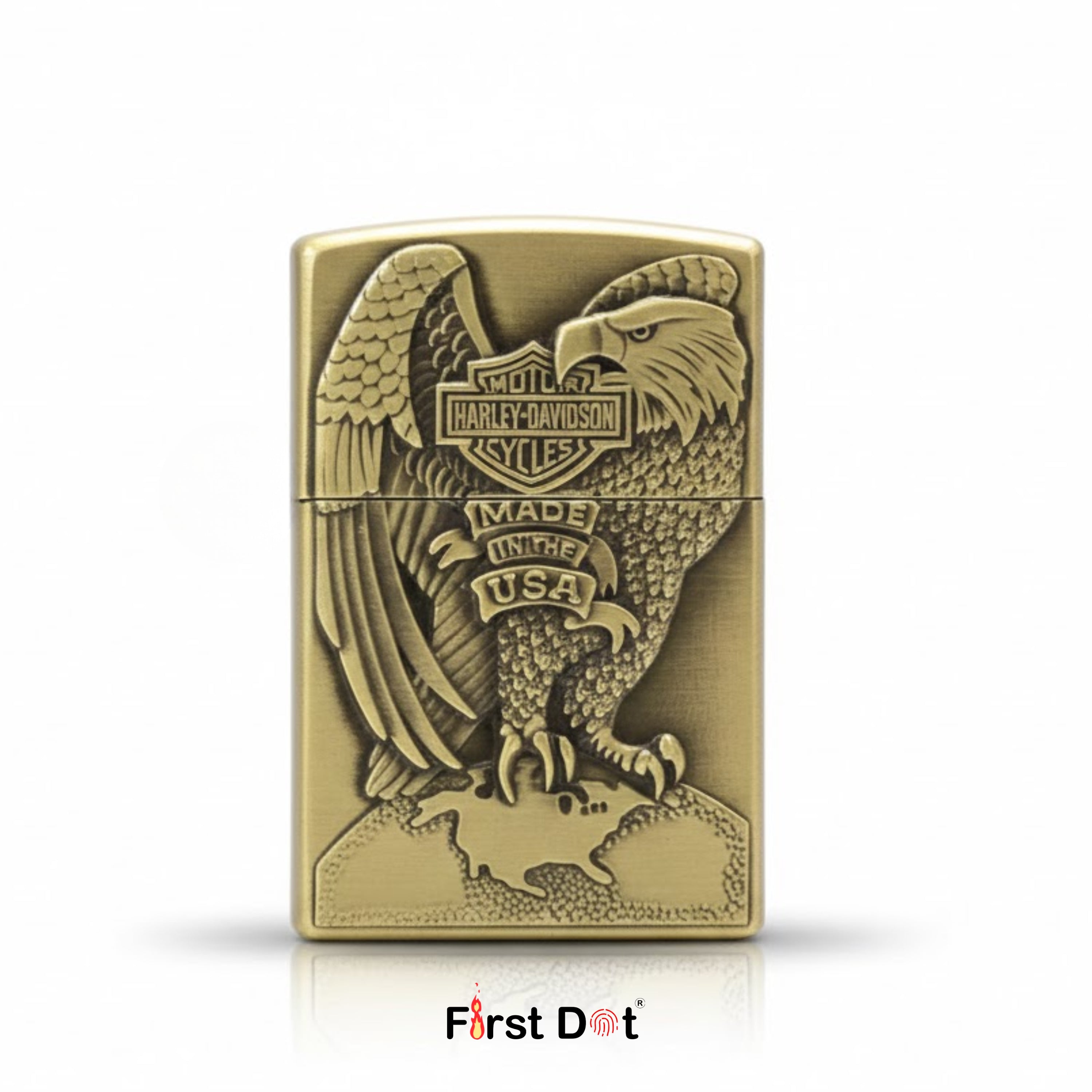 Eagle Engraved Gas Lighter | Wind-Resistant Metal Body