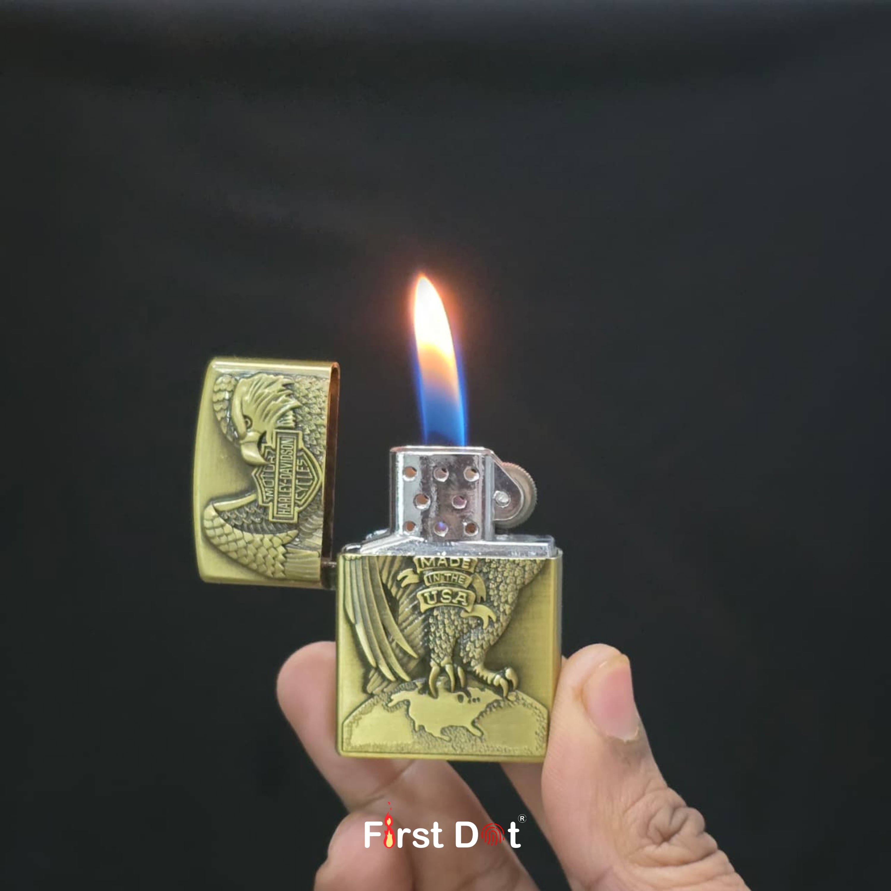 Eagle Engraved Gas Lighter | Wind-Resistant Metal Body