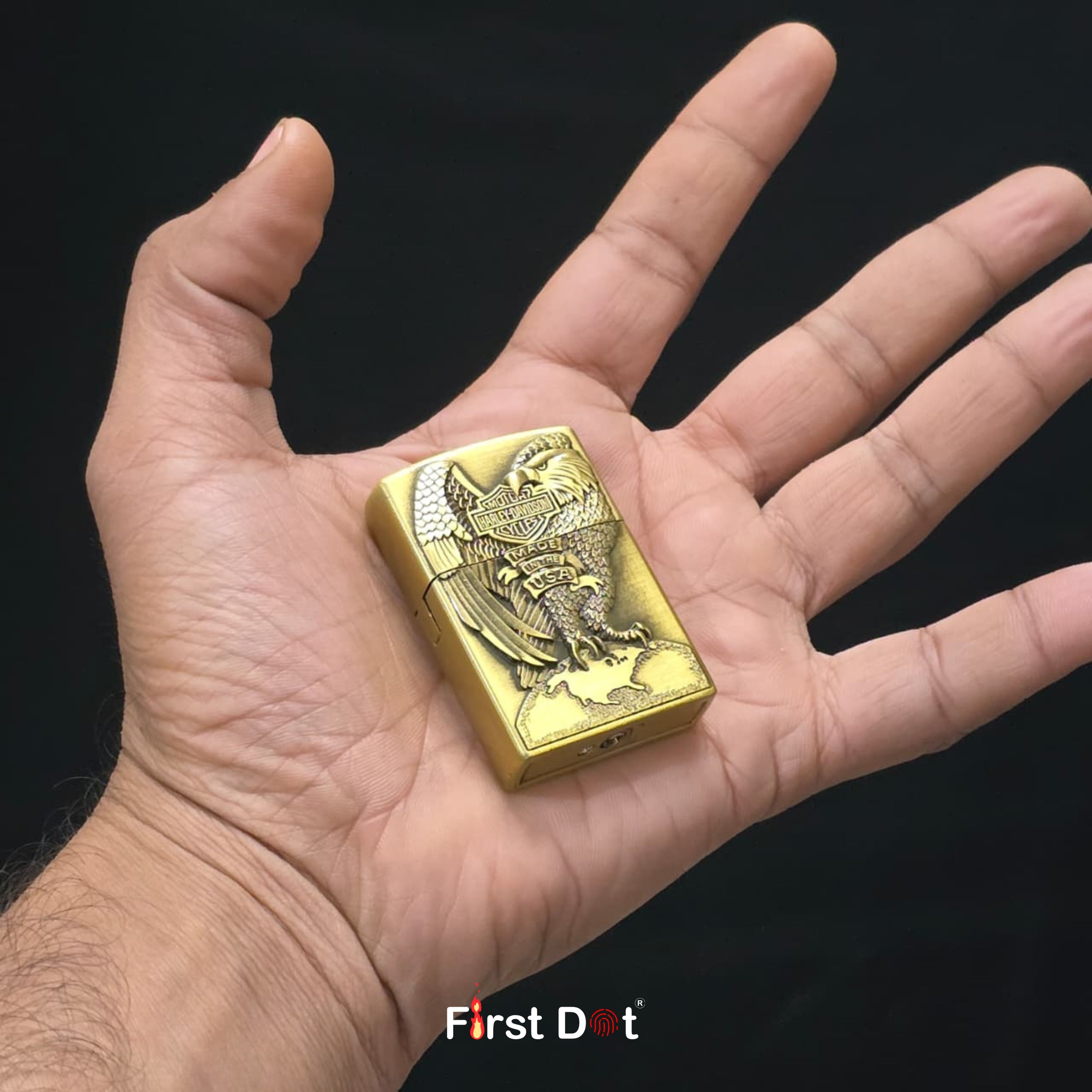 Eagle Engraved Gas Lighter | Wind-Resistant Metal Body