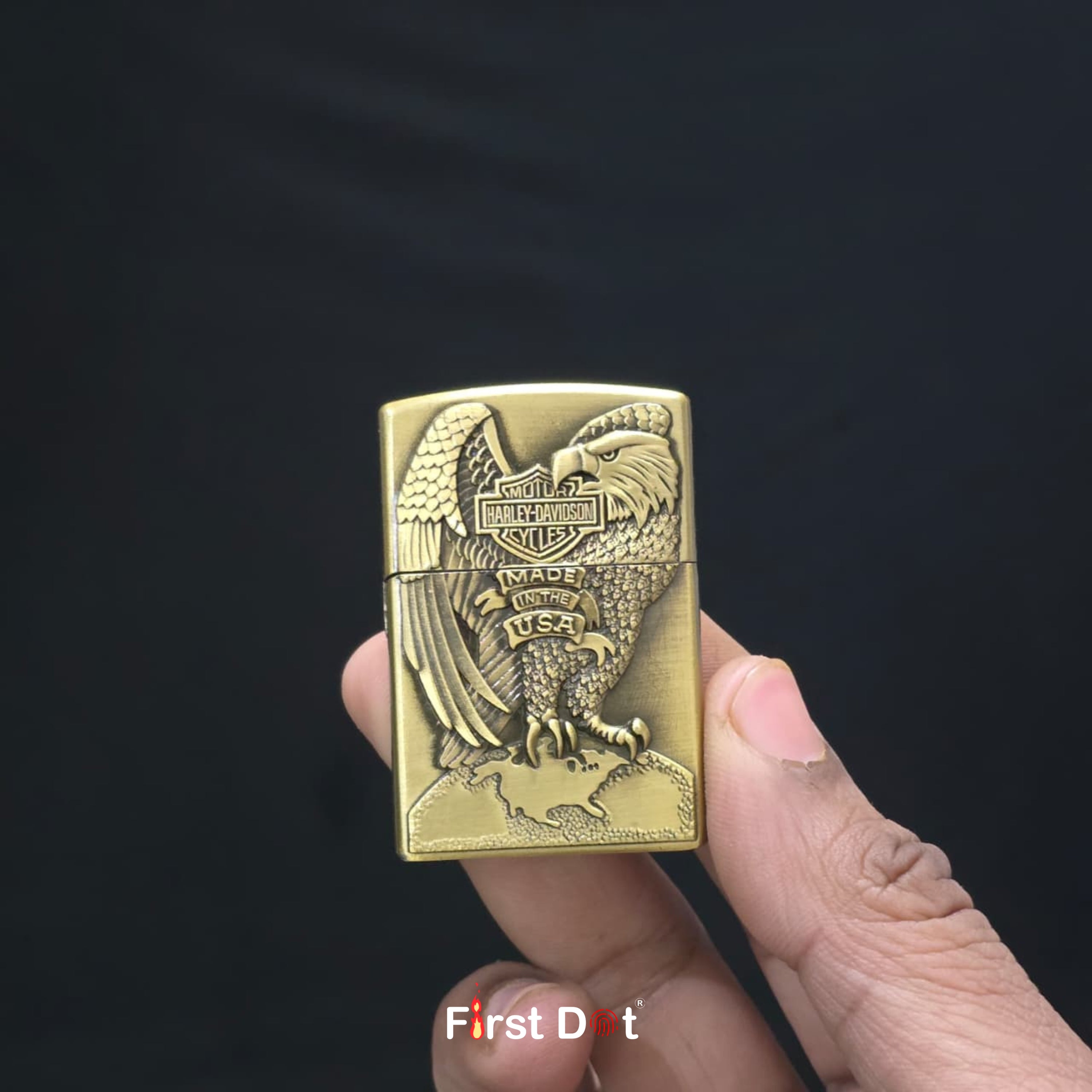 Eagle Engraved Gas Lighter | Wind-Resistant Metal Body