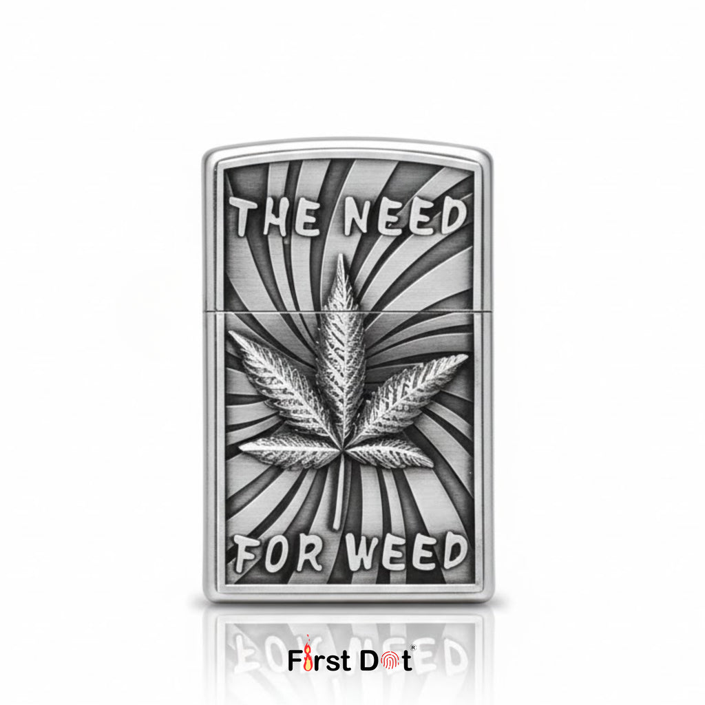 Leaf Engraved Gas Lighter | Wind-Resistant Metal Body