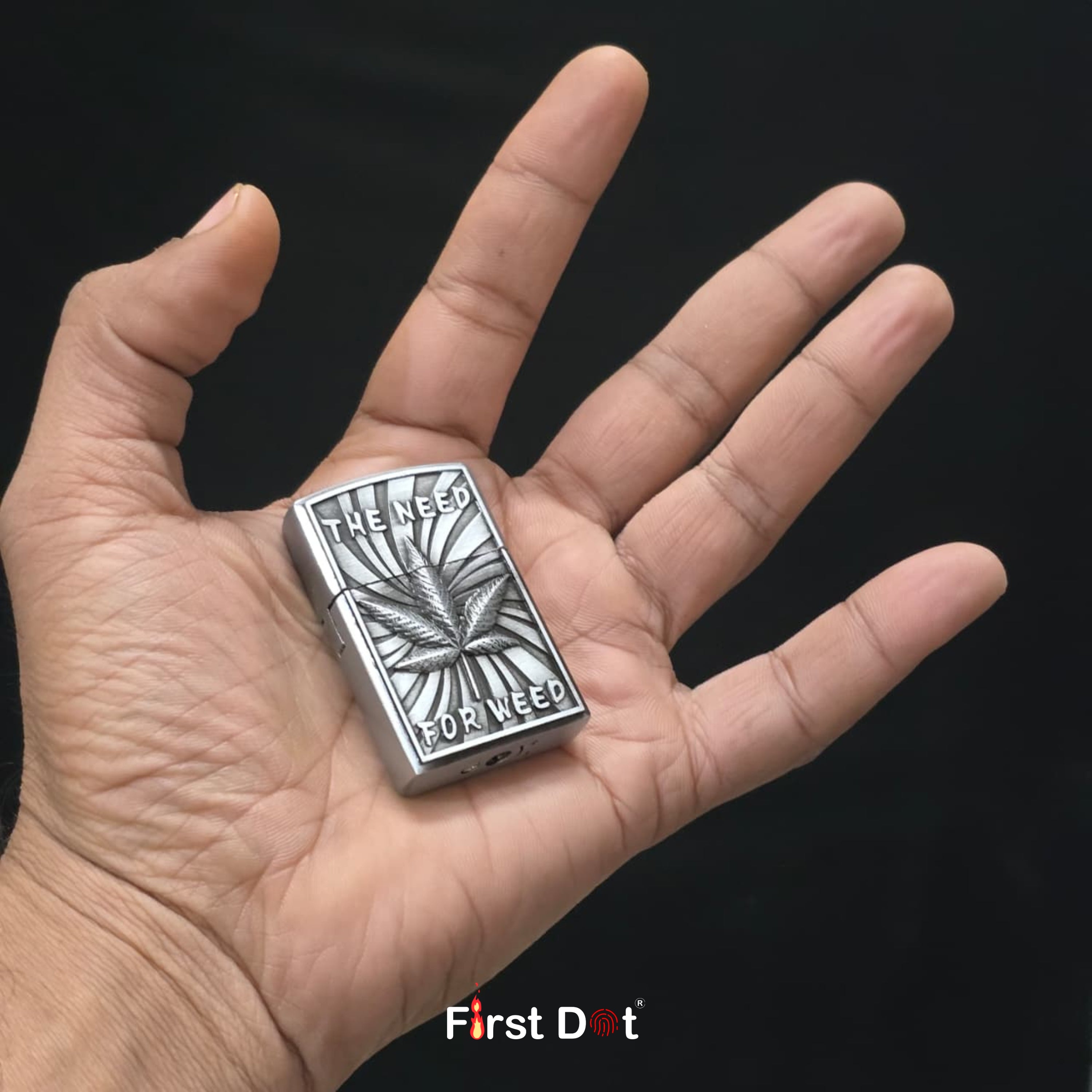 Leaf Engraved Gas Lighter | Wind-Resistant Metal Body