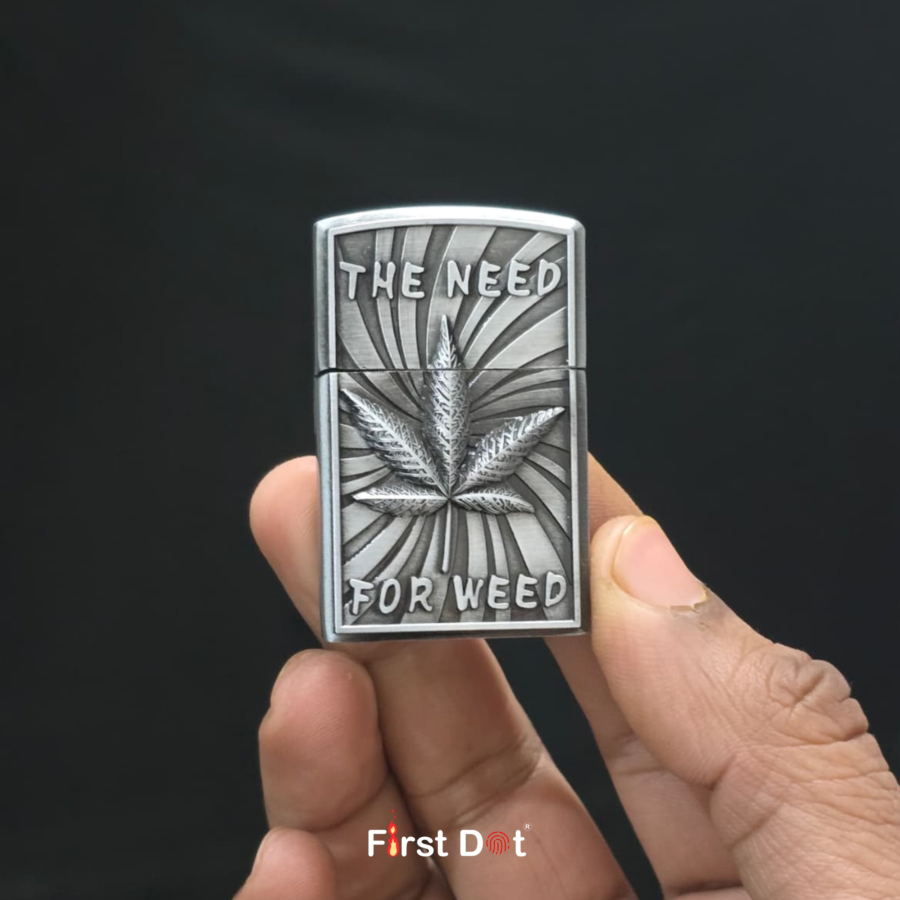 Leaf Engraved Gas Lighter | Wind-Resistant Metal Body