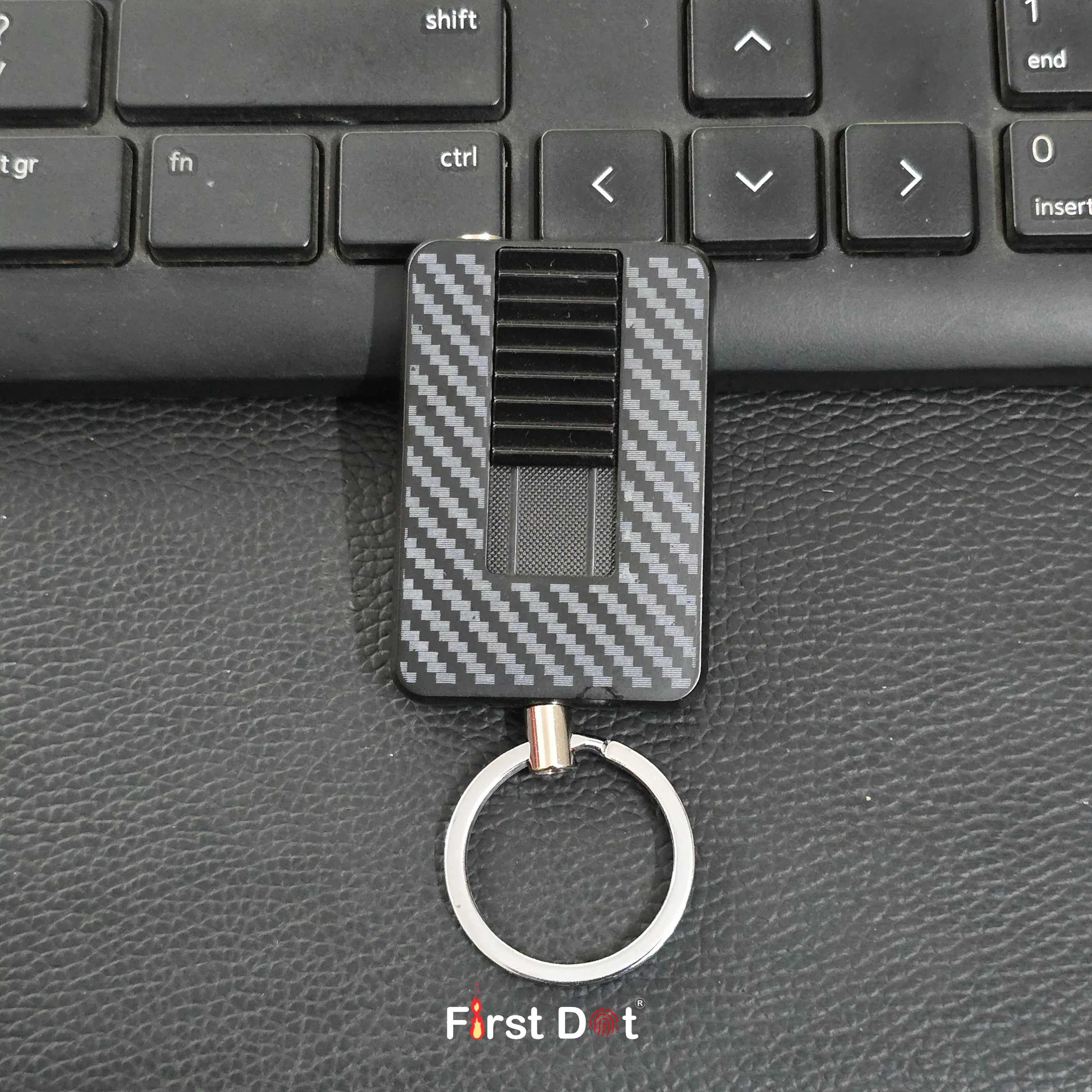 First Dot Carbon Grid Keychain Jet Flame Lighter