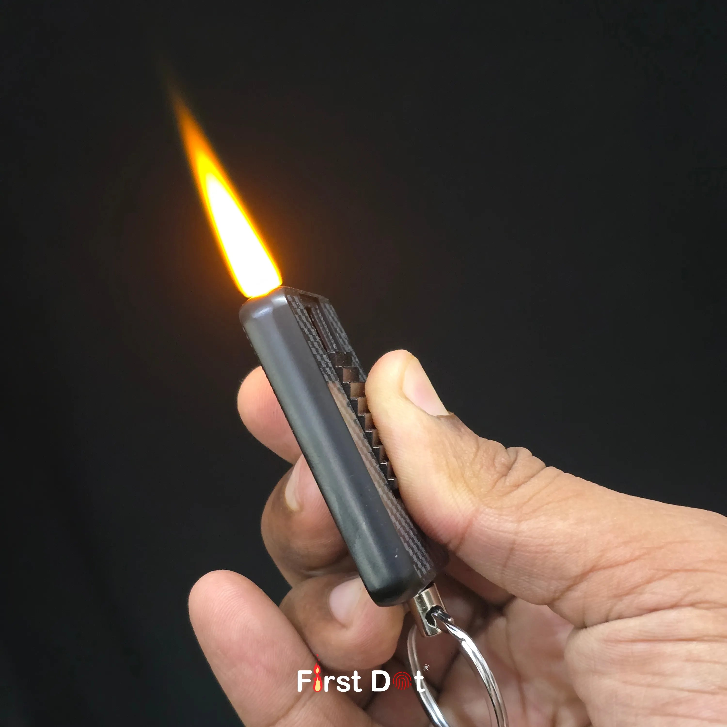 First Dot Carbon Grid Keychain Jet Flame Lighter
