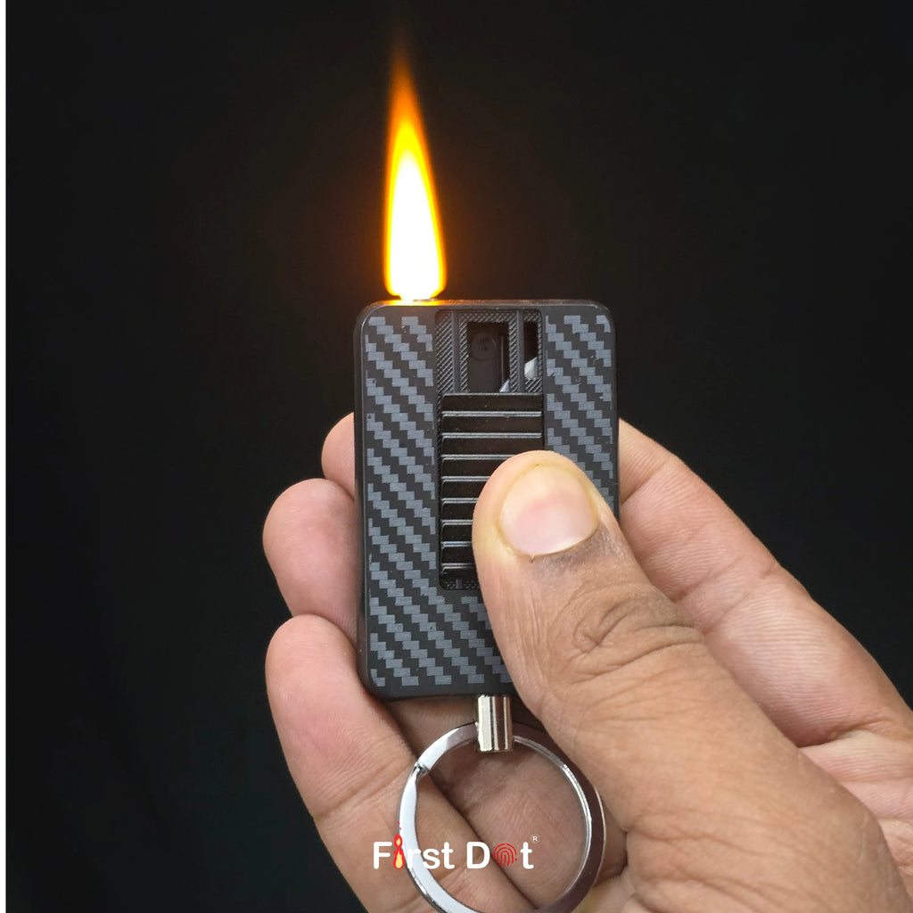 First Dot Carbon Grid Keychain Jet Flame Lighter