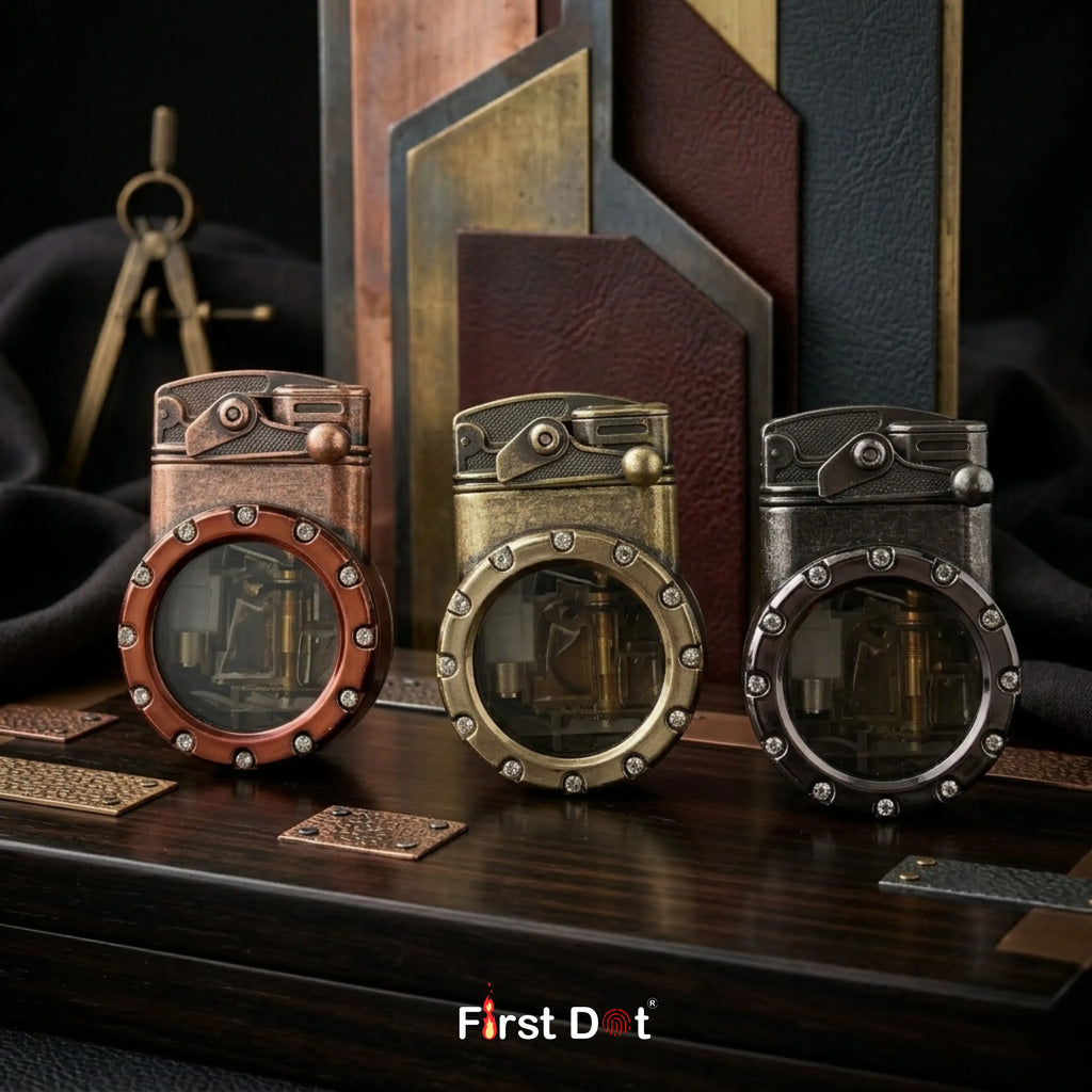 First Dot Chrono-Vault G1 | Dual-Jet Mechanical Gear Lighter