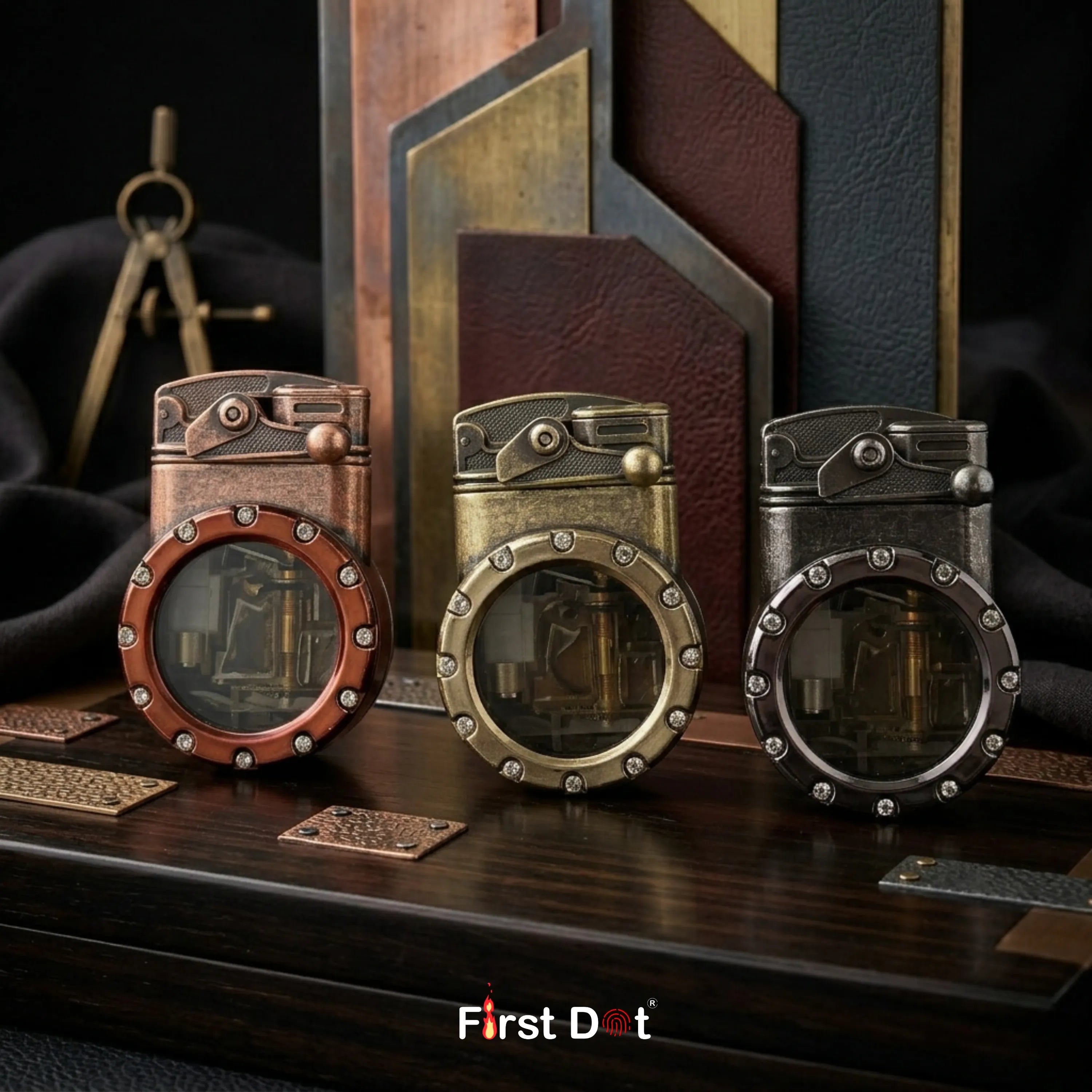 First Dot Chrono-Vault G1 | Dual-Jet Mechanical Gear Lighter
