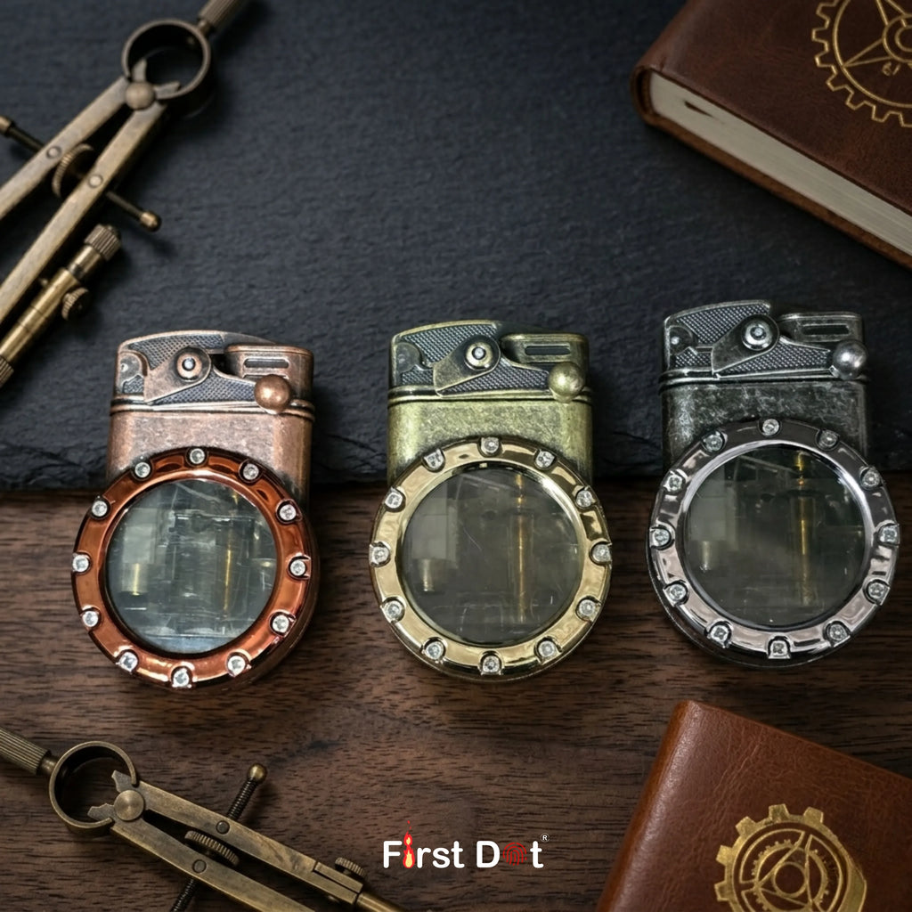 First Dot Chrono-Vault G1 | Dual-Jet Mechanical Gear Lighter