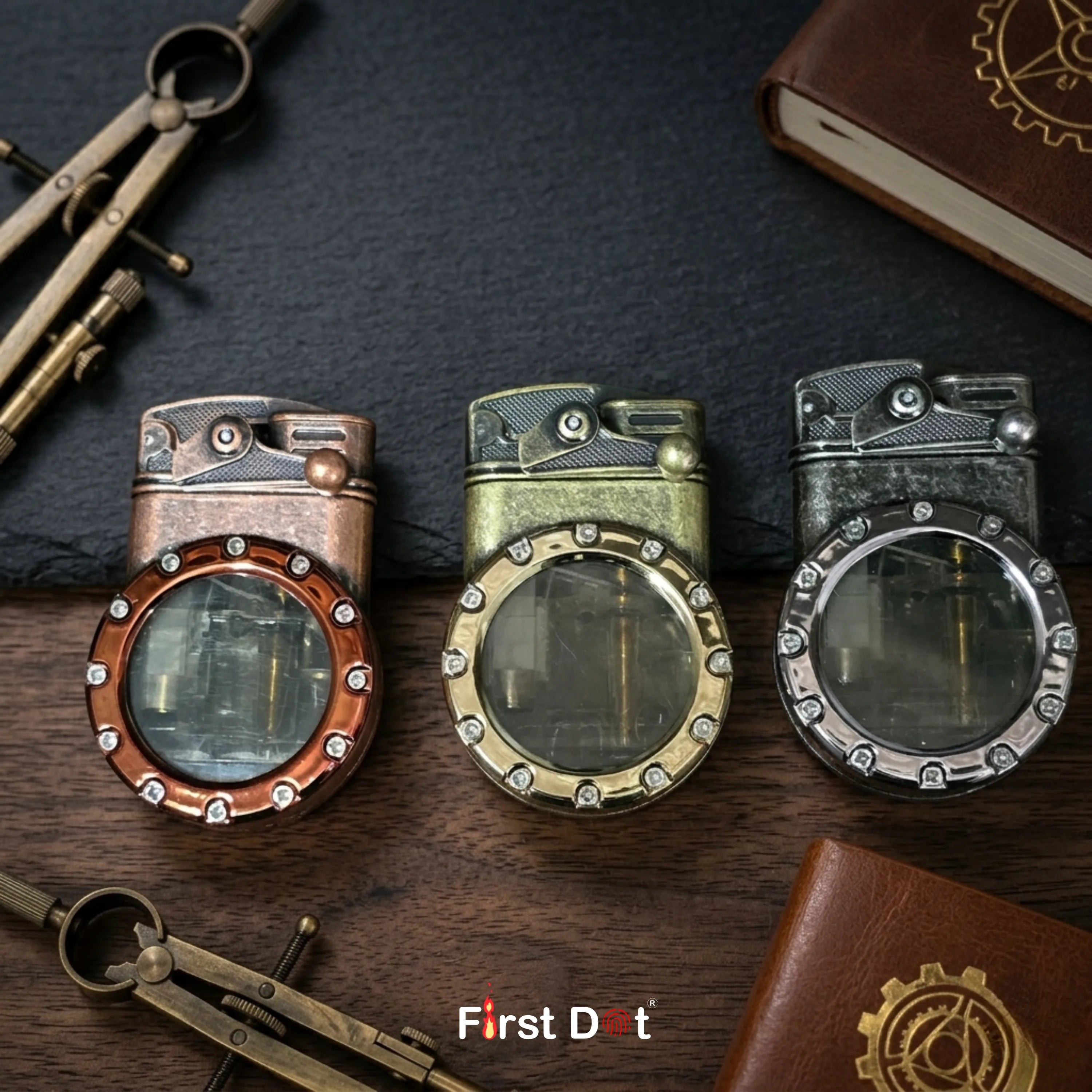 First Dot Chrono-Vault G1 | Dual-Jet Mechanical Gear Lighter
